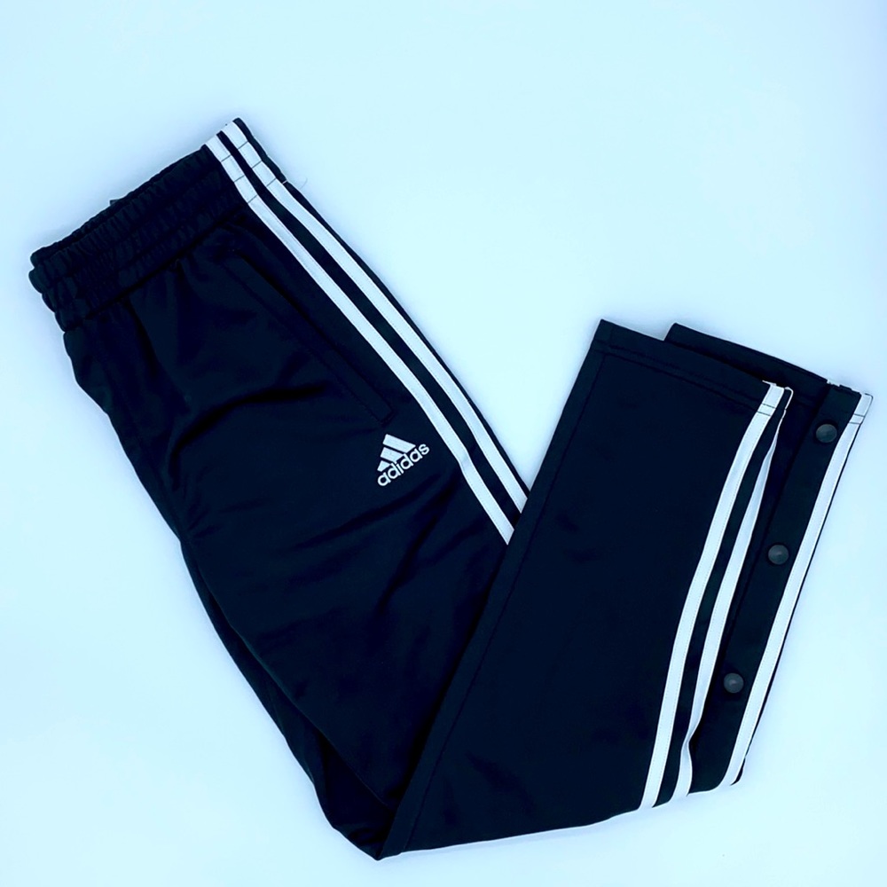NWT Adidas Boys' Iconic Snap Pants Black Size M